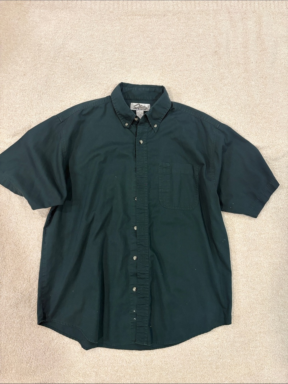 Tri-Mountain Dark Green Short-Sleeve Button-Down Shirt